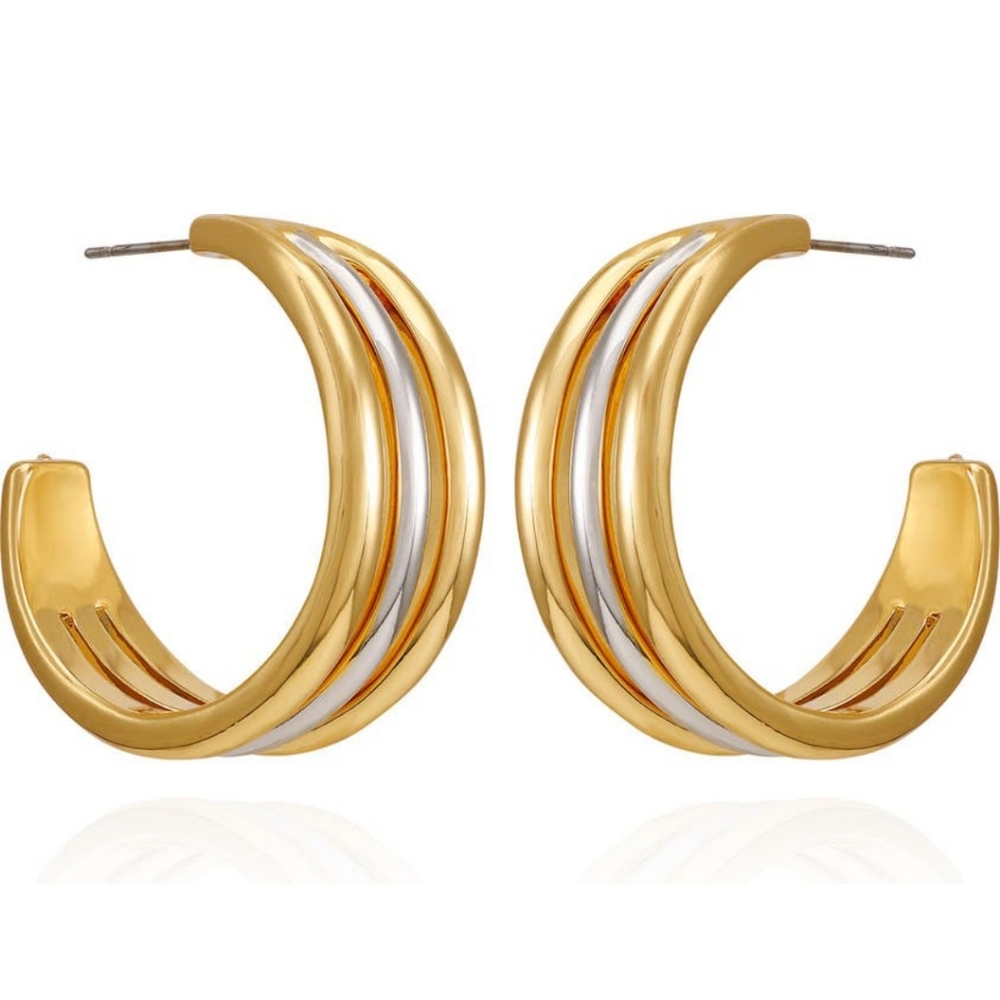 💜Vince Camuto Two Tone Hoop Earrings💜 - Picture 7 of 10